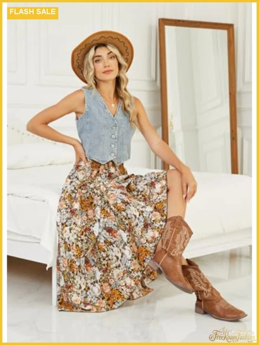 Women's Chiffon Flowy Maxi Skirt Boho Elastic Waisted Pleated A-Line